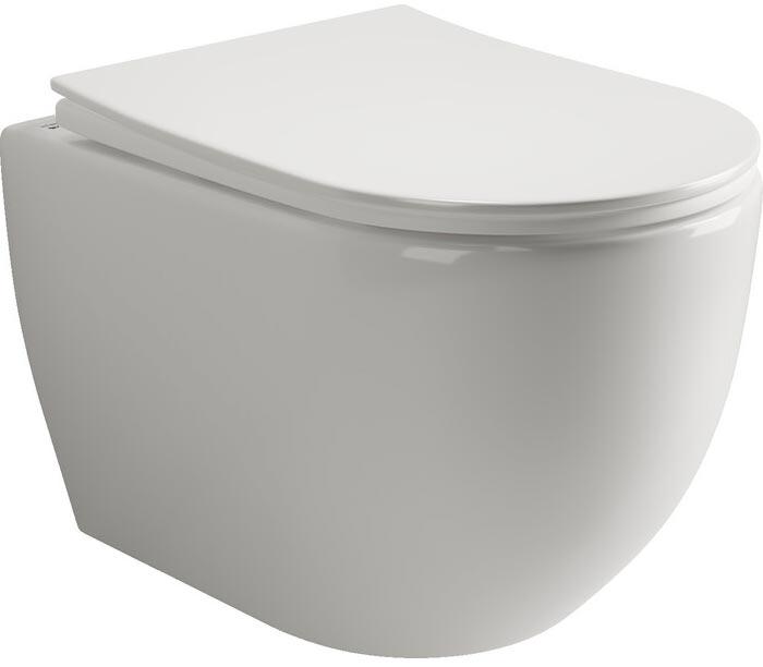 Унитаз подвесной Mia безободковый 50x35x36 см с крышкой микролифт, цвет белый ZZ