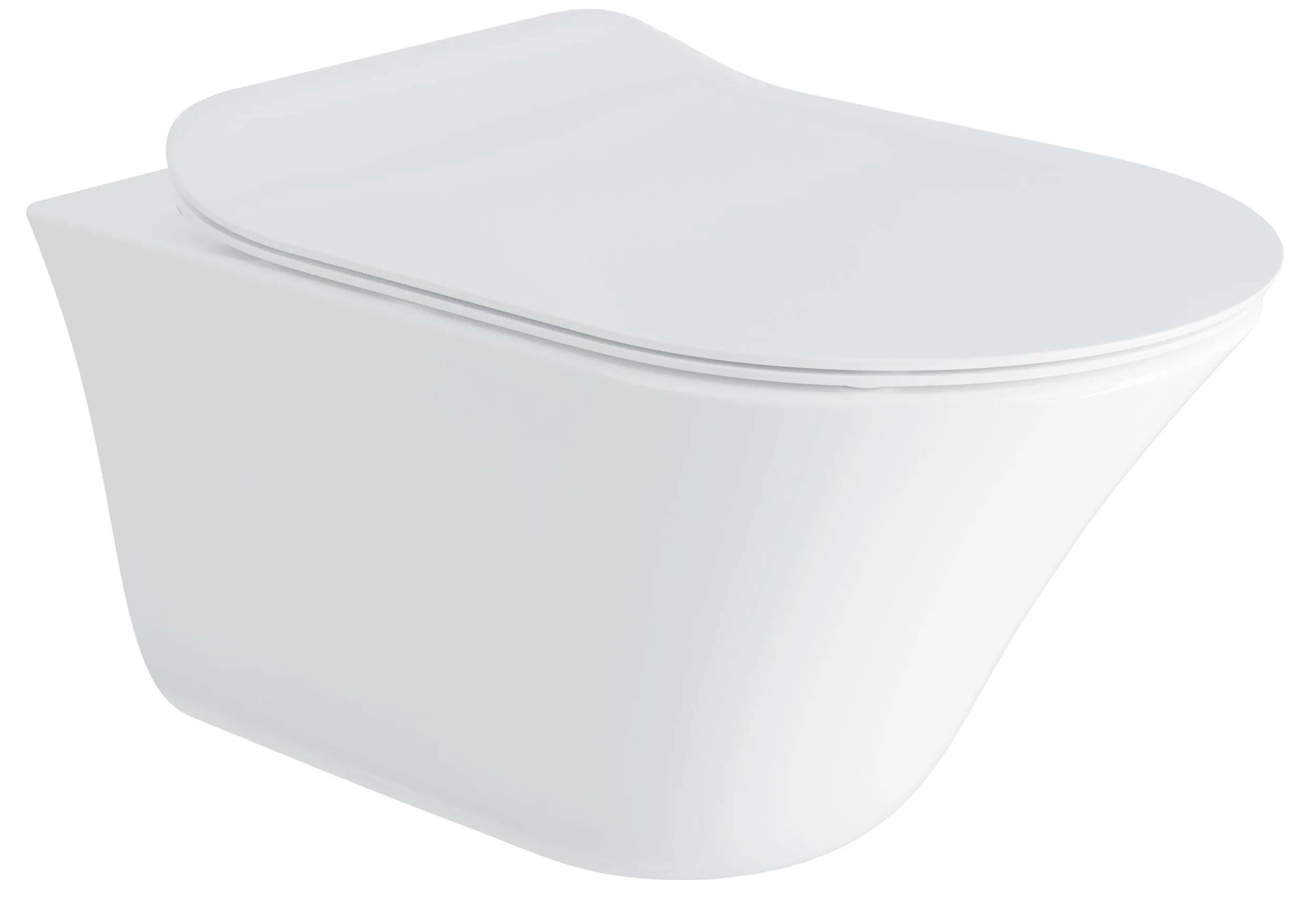 Унитаз подвесной, безободковый, БЕЗ крышки-сиденья, цв.белый KL