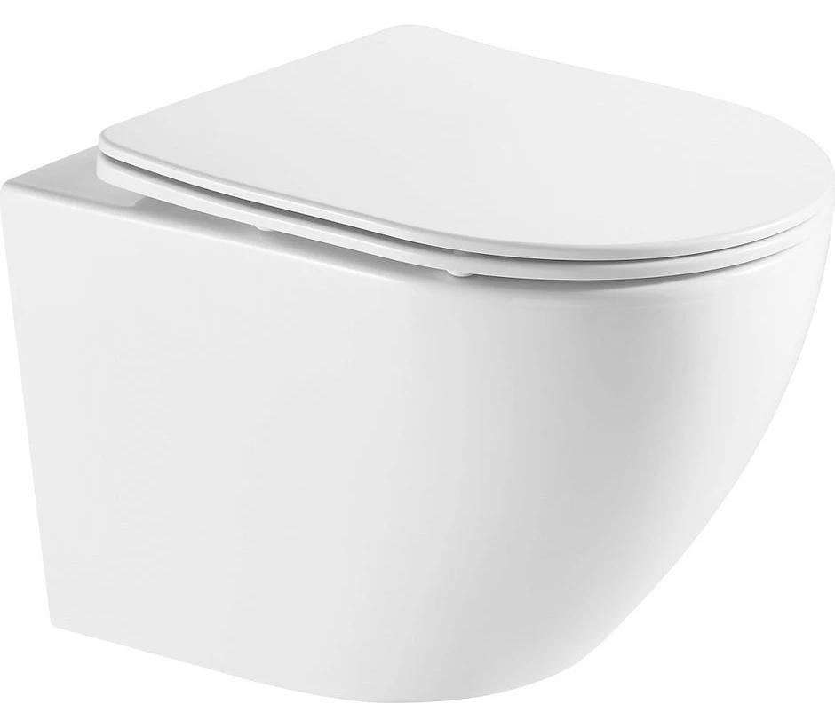 Унитаз подвесной Grado, безободковый с сиденьем микролифт в компл., 370х490х360 мм, система антивсплеск, белый, ZZ