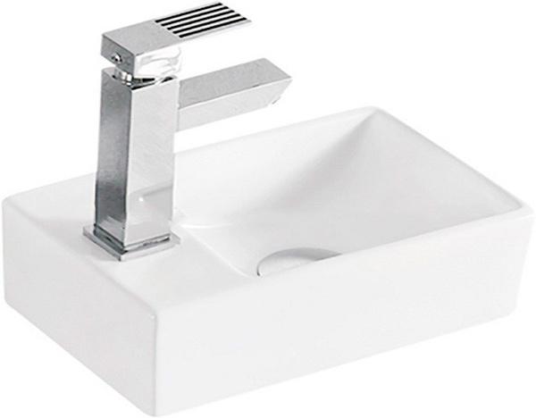 Раковина подвесная, накладная Ceramalux 9048GTR, правая, 295х185х95 мм, с отверстием под смеситель слева, цв. белый, ZZ