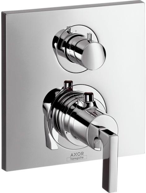 Смеситель термостат (наружн. часть, БЕЗ встр.части арт.01700180) с запорным/переключающим вентилем, с крестовой рукояткой, (цв.хром),  Citterio M ZZ