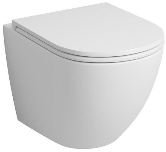 Унитаз подвесной, безободковый, 49x36x35 см, крышка-сиденье с микролифтом, цв. белый матовый. ZZ