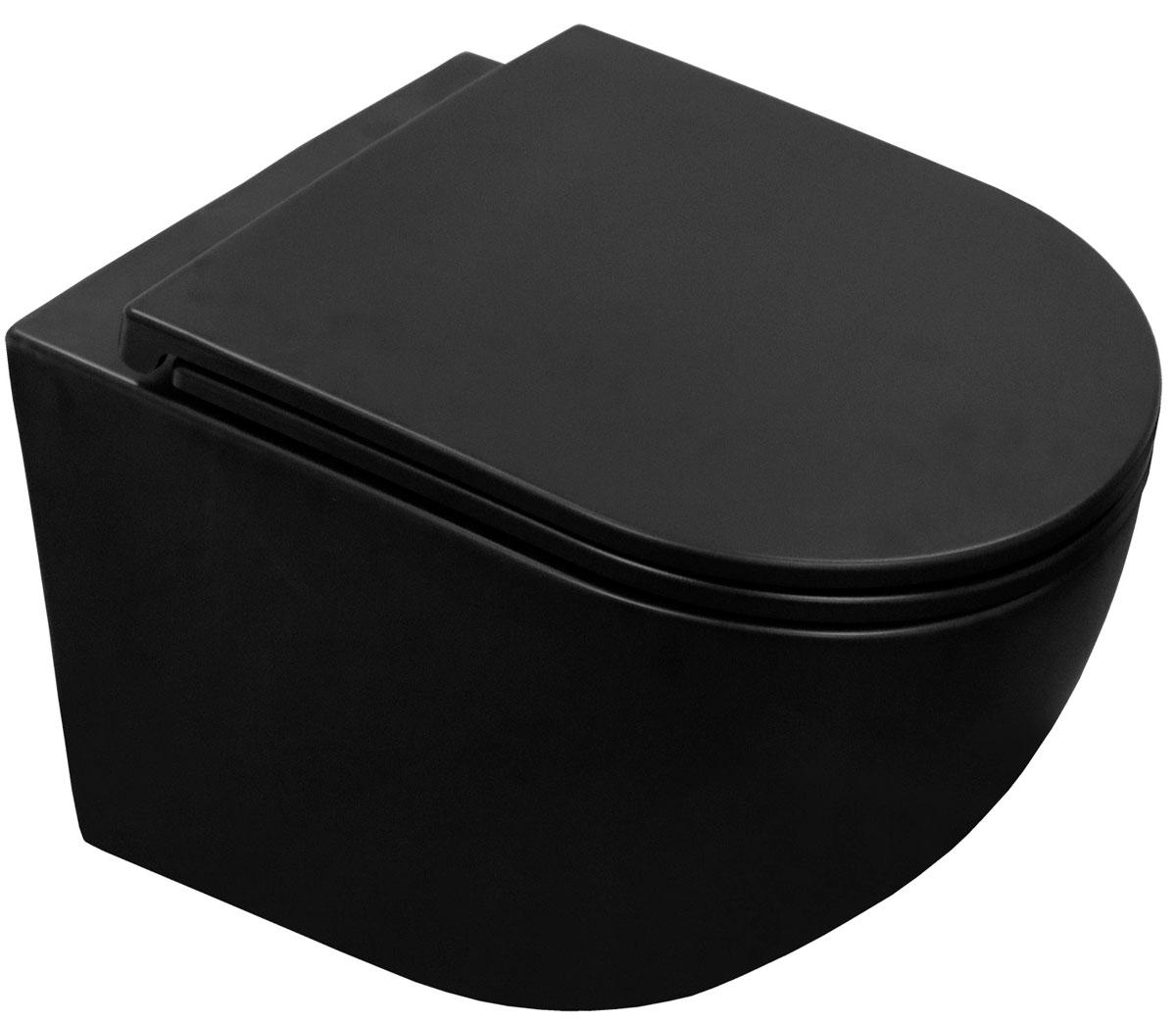 Унитаз подвесной, безободковый с сиденьем микролифт в компл., цв. черный ZZ