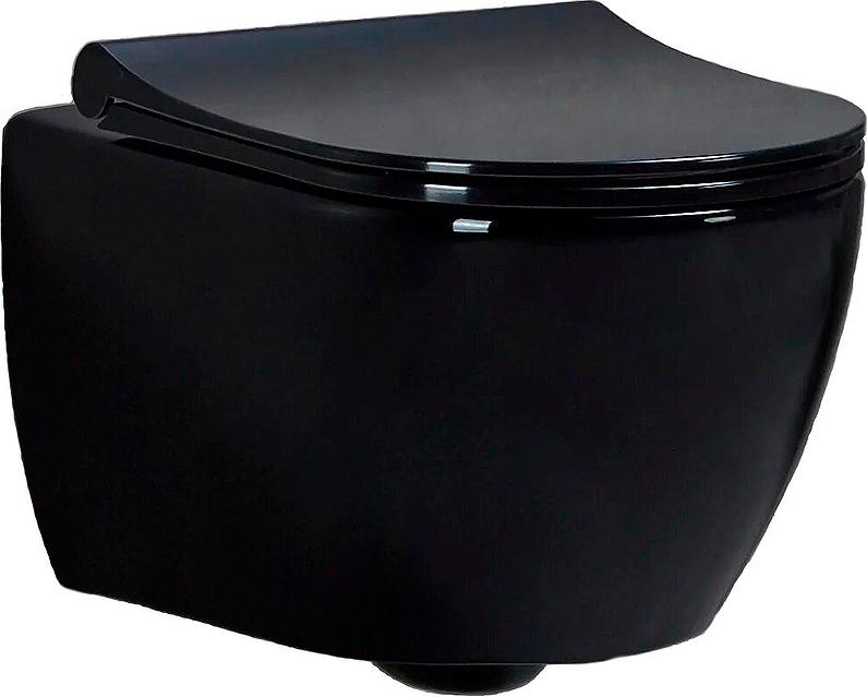 Унитаз подвесной безободковый с сиденьем микролифт, с функцией биде, цв. черный, ZZ