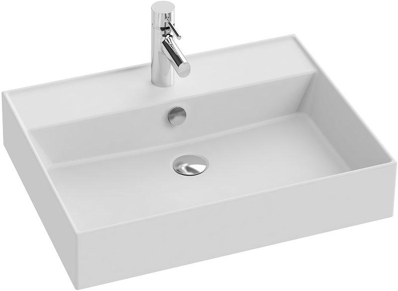 Раковина подвесная/накладная, 61x46,6 см, без донного клапана, встроенный слив-перелив, отвер д/смесителя, цв. белый матовый ZZ