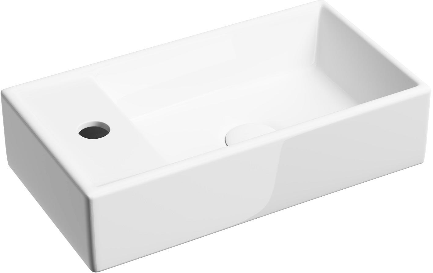 Раковина Element 41х22 см,отверстия под смеситель слева, БЕЗ донного клапана, цв.белый ZZ