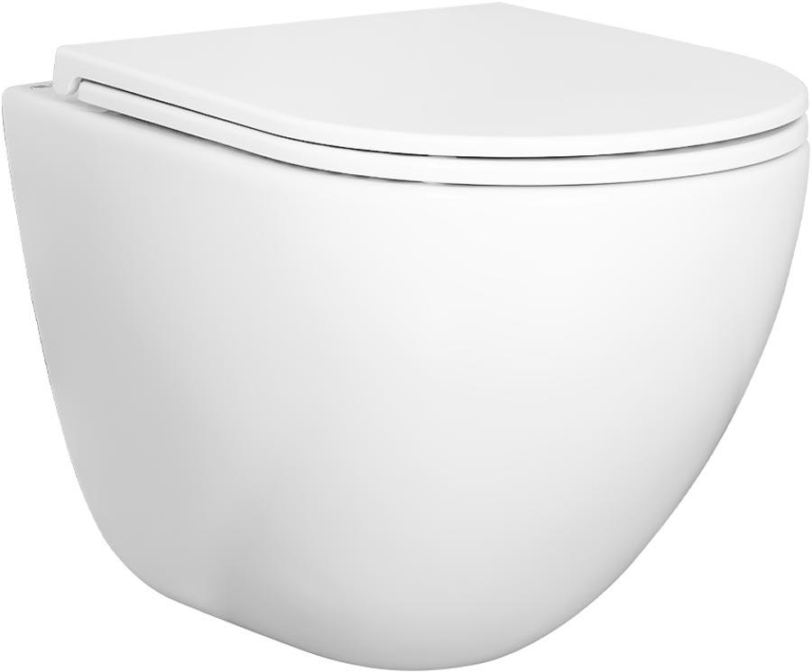 Унитаз подвесной безободковый, смыв торнадо, крышка - сиденье  в компл, цв. белый, ZZ