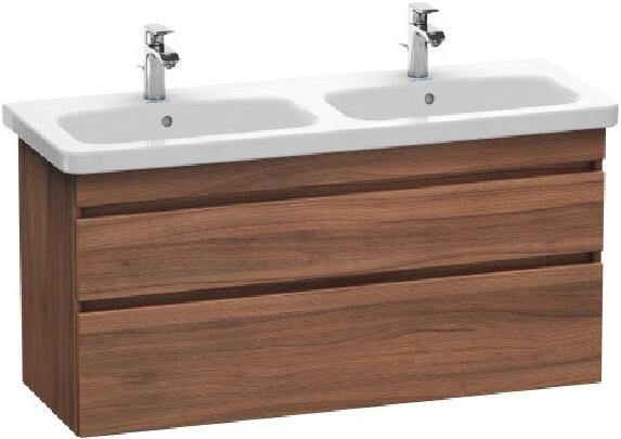Тумба 1230хh448х610мм, д/двойной раковины 1300мм, 2 выдвижн. отделения, крепеж в компл., (цв.орех натуральный), DuraStyle ZZ