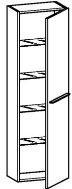 Шкаф подвесной высокий 400х240хh1320мм, (петли справа) 1 дверь, 4 стекл. полки, (цв. декор. тик), ручка, крепёж в компл., X-Large ZZ