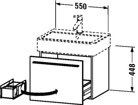 Тумба под.550х445хh448мм, (д/рак.Vero арт.045460 хх хх), ,1 выдв.ящик, 2 контейнера, ручка и крепл.в компл., (цв. белый глянц.) X-Large ZZ