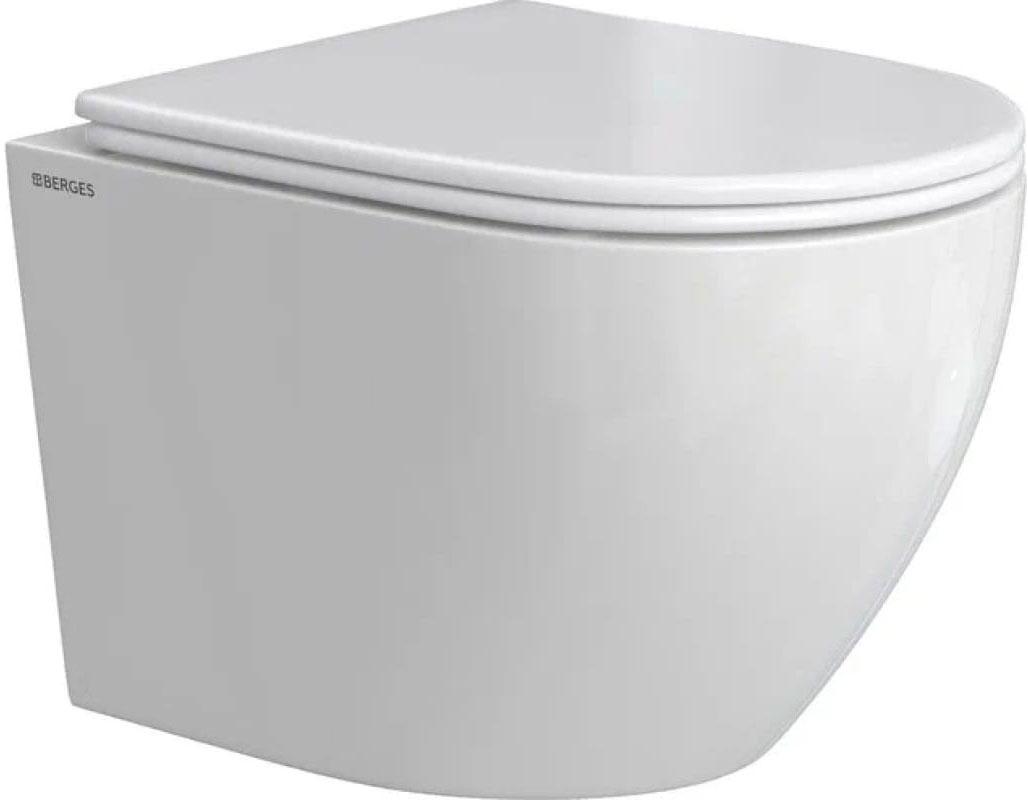 Подвесной унитаз, c крышкой-сиденьем дюропласт, микролифт, безободковый, цв.белый, ZZ