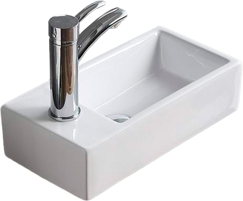 Раковина подвесная Ceramalux N D1043, 415х225х100 мм, с отверстием под смеситель слева, цв. белый, ZZ