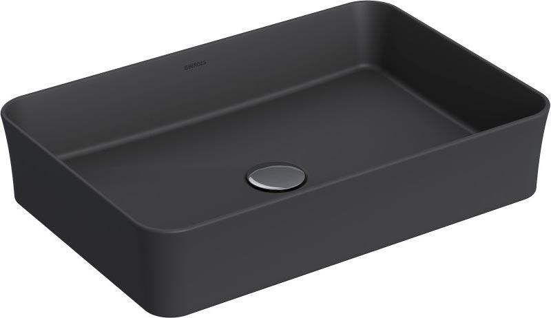 Раковина-чаша 55x38 см, БЕЗ отверстия под смеситель, цв. матовый антрацит