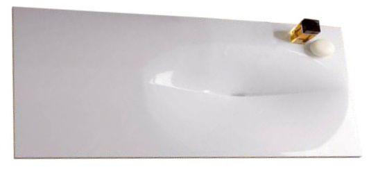 Раковина (минералн.литье, цв.белый) 1600х550хh16мм, ассиметричная, чаша справа, глубина выемки под рак.100мм, БЕЗ отв.для смесителя Pli ZZ