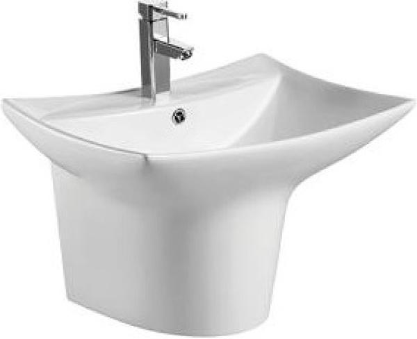 Раковина подвесная CeramaLux  G822,400х600430 мм, с полупьедесталом - монолитная, с отверстием под смеситель, ZZ