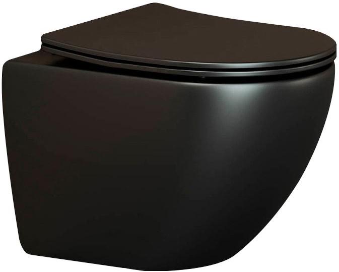 Унитаз подвесной безободковый  Metropol 49x36.5x39 см, черный матовый, крышка-сиденье с микролифтом в комплекте ZZ