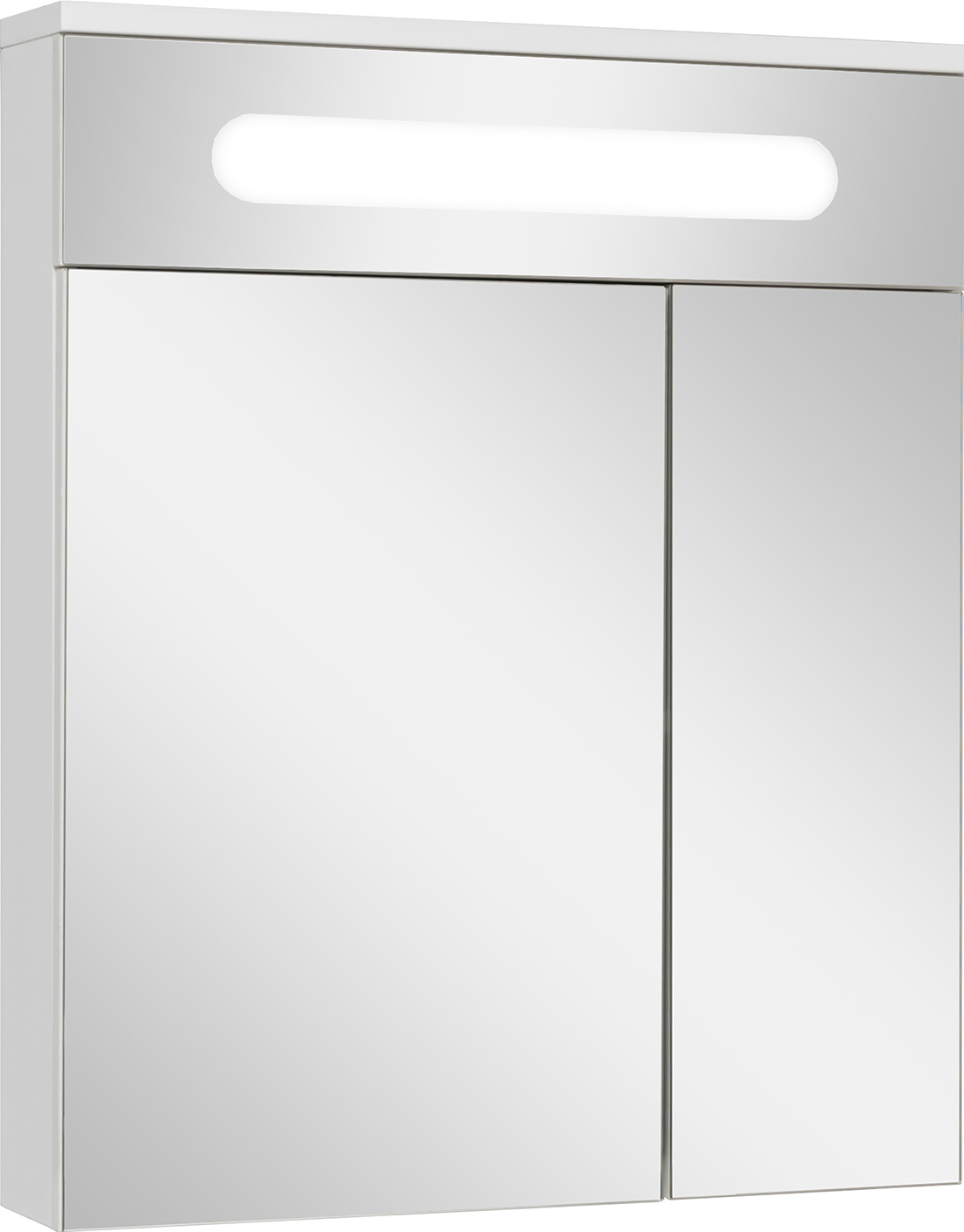 Зеркало-шкаф 65 см, с подстветкой, цв.белый глянец