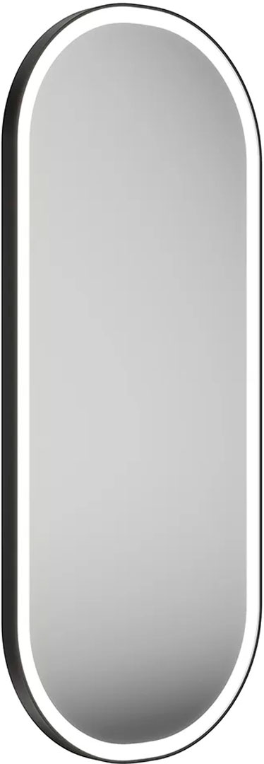 Зеркало овальное 100х42 см с подсветкой, цв. черный матовый