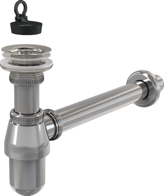 Сифон для умывальника D=32, c нерж. сеткой и пробкой