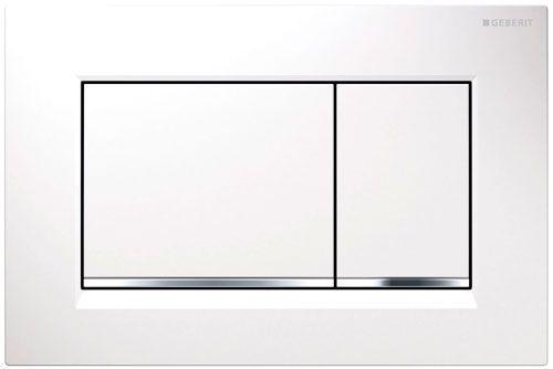 Клавиша двойного смыва (пластик рамка белая, полоса хром глянц., клавиши белые), Sigma 30 ZZ