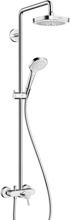 Смеситель для душа со стационарным, поворотным верхним душем d180мм, ручной душ, шланг в компл., (цв. хром), Croma Select ZZ