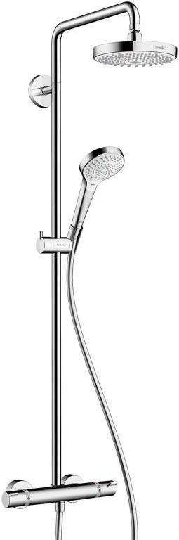 Смеситель для душа (термостат) со стационарным, поворотным верхним душем d180мм, ручной душ, шланг в компл., (цв. хром), Croma Select ZZ