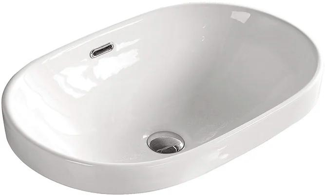 Раковина врезная сверху 61x40 см, БЕЗ отверстия  для смесителя, цв.белый ZZ