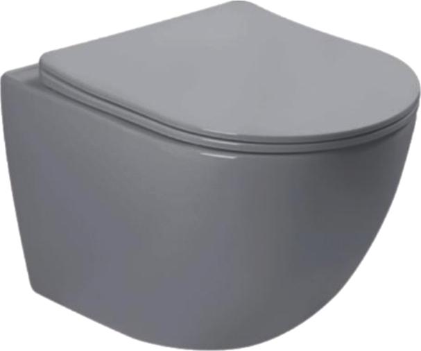 Унитаз подвесной SantiLine SL-5005MG безободковый,сиденье с микролифтом в компл, цв. серый, ZZ