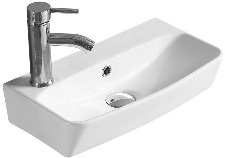 Раковина накладная/подвесная 45x25.5x12 см на 1отв для смесителя (смеситель слева), цв.белый ZZ