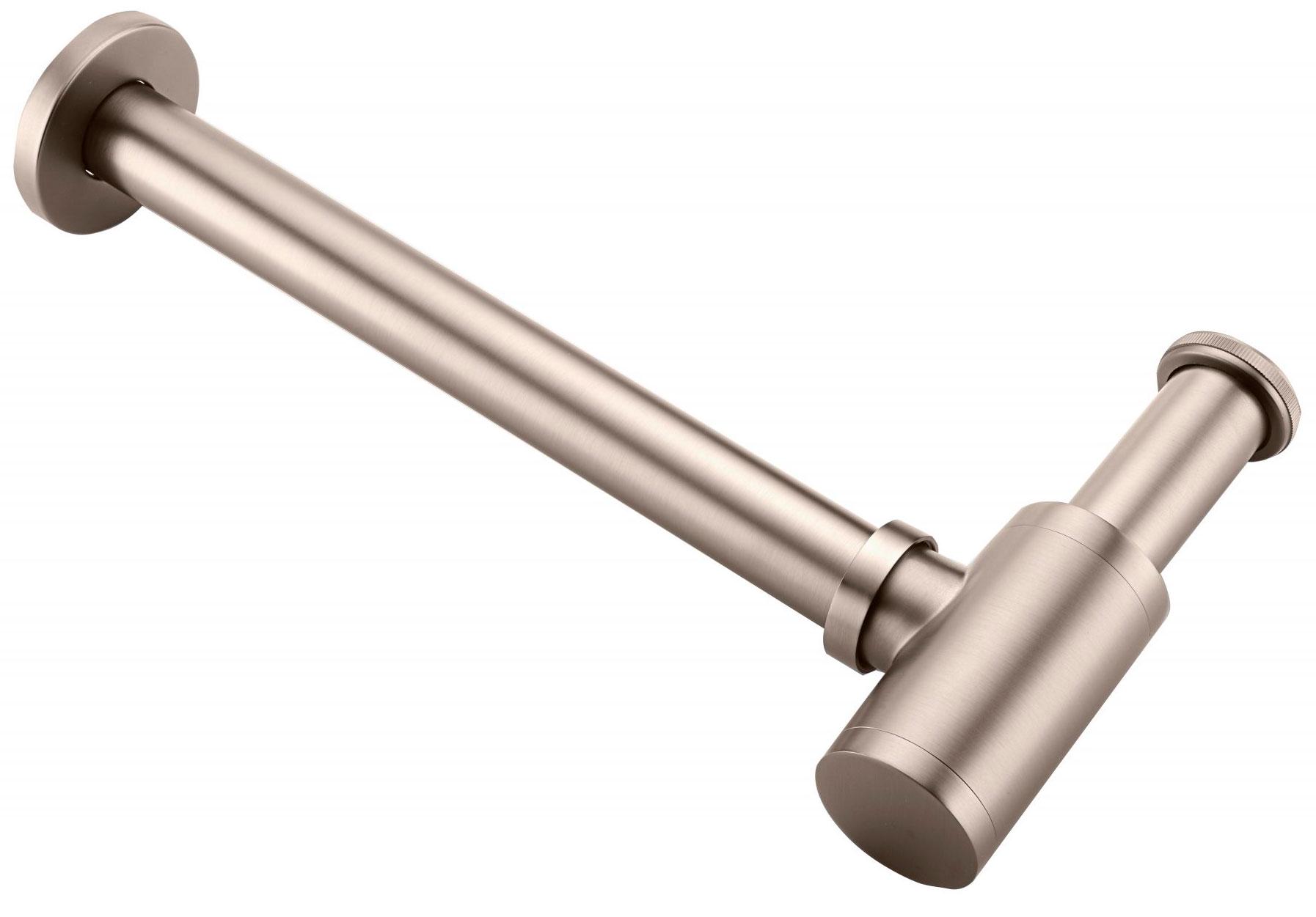 Сифон бутылочный для раковины nickel brush, 24x34,5 см, БЕЗ донного клапана, цв. сталь, ZZ