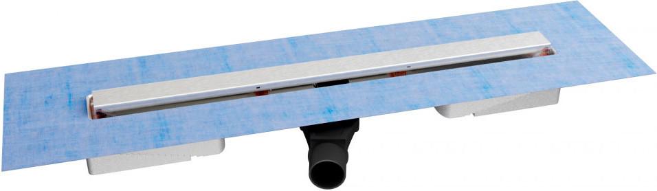 Душевой желоб 80 см, корпус из нержавейки, поворотный сифон, гидрозатвор (без сухого), решетка под плитку, цв.хром матовый ZZ