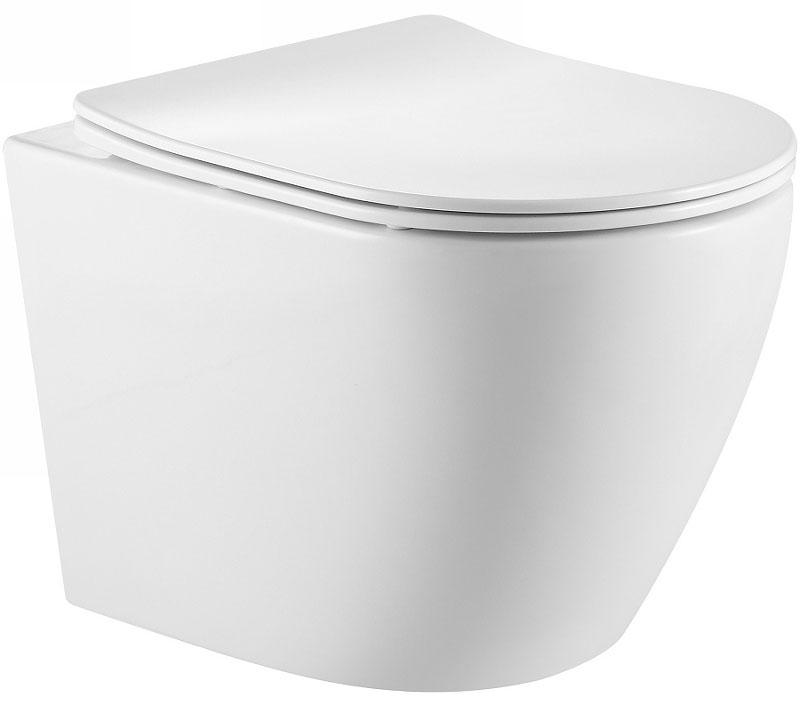 Унитаз подвесной, безободковый, смыв Торнадо, крышка-сиденье микролифт в комплекте, цв.белый ZZ