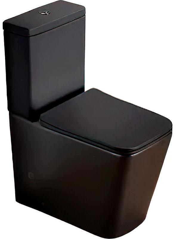 Унитаз-компакт, безободковый, с микролифтом, цв.черный матовый ZZ