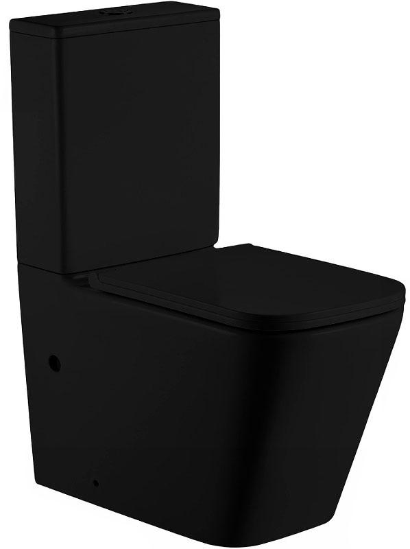 Унитаз-компакт, безободковый, с микролифтом, смыв торнадо, цв.черный матовый ZZ