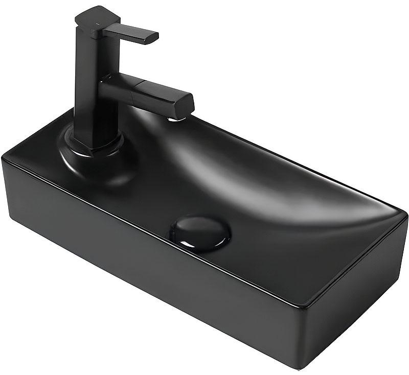 Рукомойник накладной/подвесной 43,5x21 см, цв.черный матовый ZZ