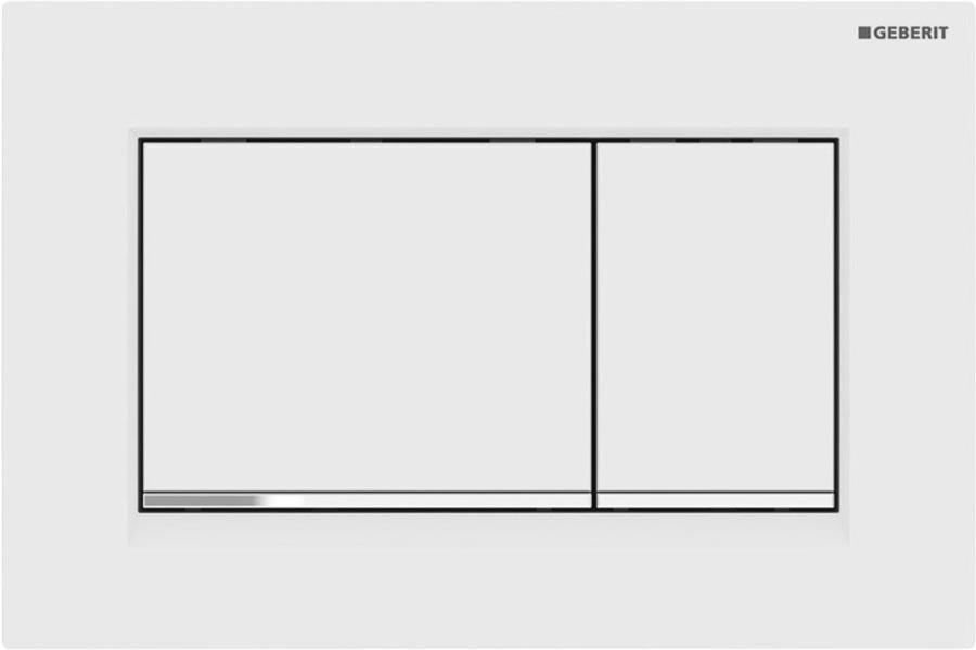 Клавиша двойного смыва, (панель и клавиши цв.белый матовый лак, полоски глянцевый хром), Sigma30 ZZ