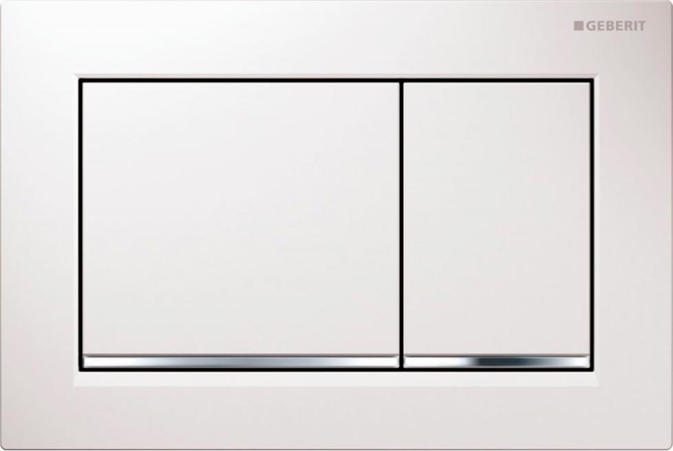 Клавиша двойного смыва, (пластик, цв. рамка - белая, декоративная планка - хром глянцевый, кнопки - белый), Omega30 ZZ