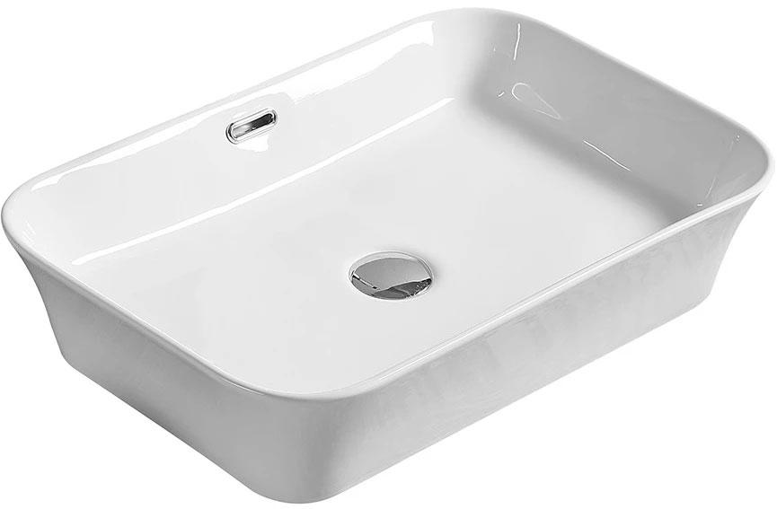 Раковина-чаша накладная, 56х38х12 см, БЕЗ отверстия под смеситель, слив-перелив, цв.белый ZZ