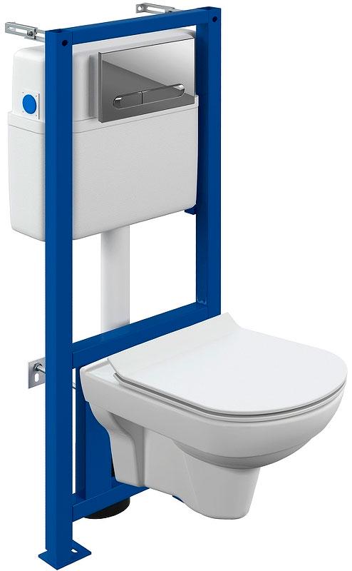 Комплект : подвесной унитаз с крышкой-сиденьем микролифт + инсталляция + кнопка цв.хром ZZ