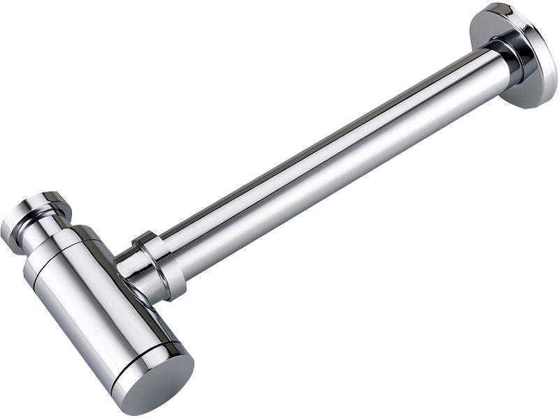 Сифон бутылочный для раковины, 24x34,5 см, БЕЗ донного клапана, цв. хром глянец, ZZ