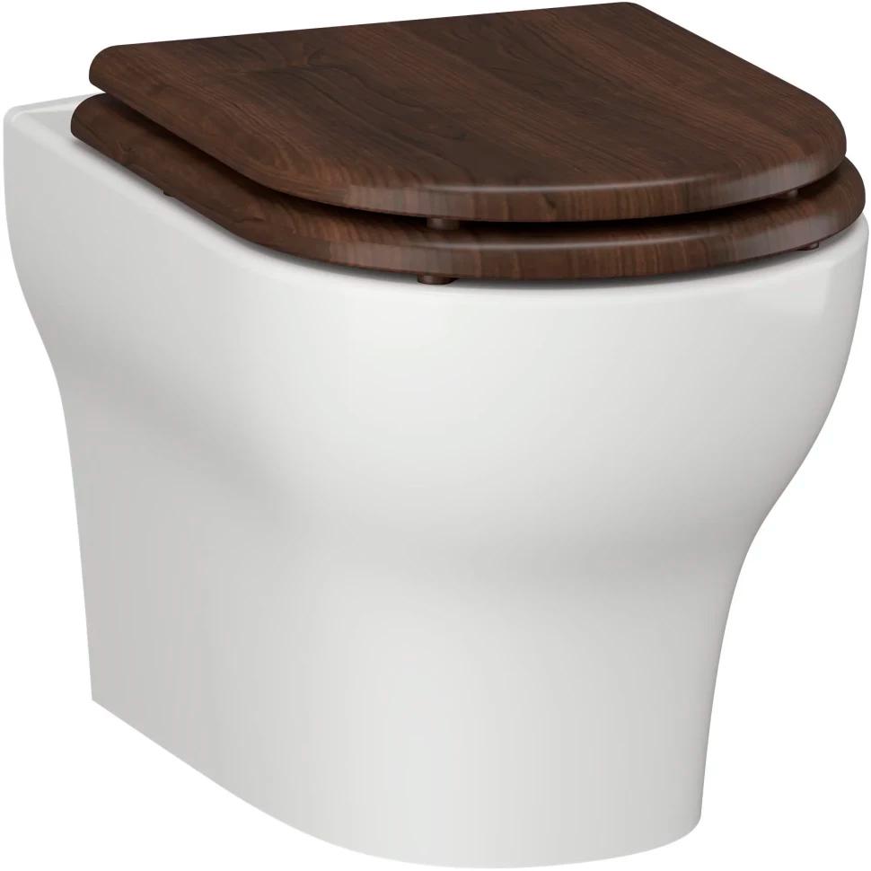 Унитаз подвесной безободковый, крышка - сиденье антикварный орех в комплекте, ZZ