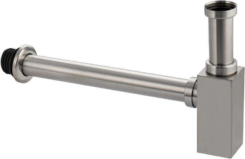 Сифон для раковины, квадратный, без донного клапана, цв.нерж.сталь/сатин ZZ