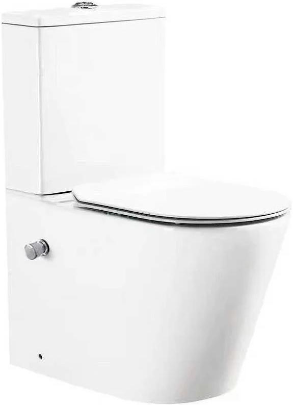 Унитаз-компакт, безободковый, с функцией биде, крышка -- сиденье микролифтом, цв. белый ZZ