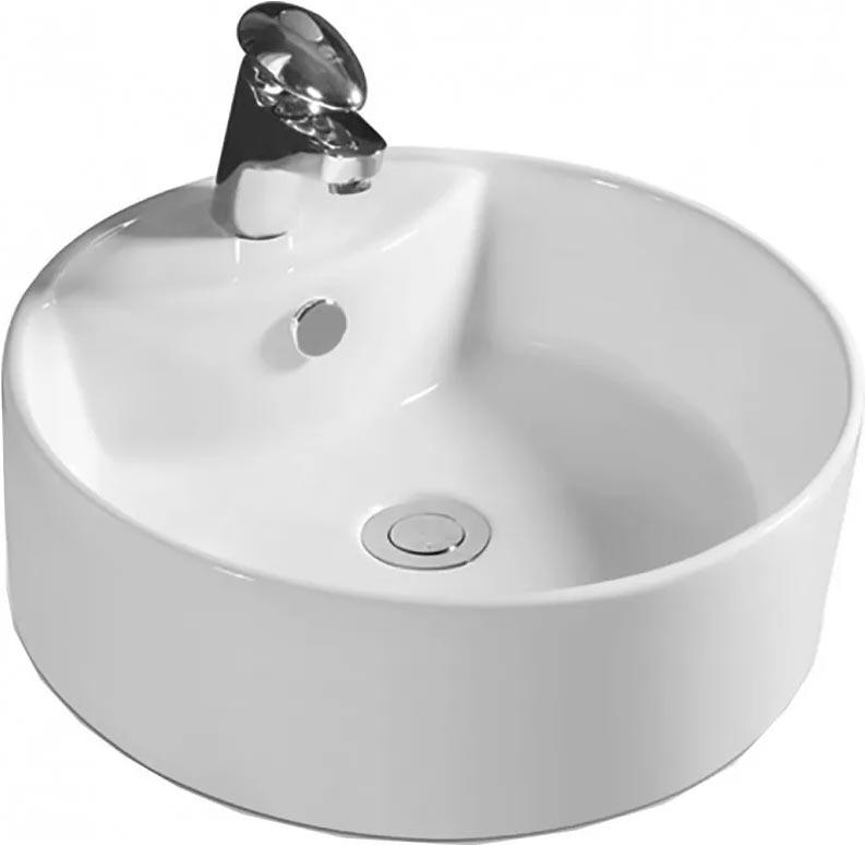 Раковина накладная 40x40 см, встроенный слив-перелив, БЕЗ донного клапана, белая ZZ