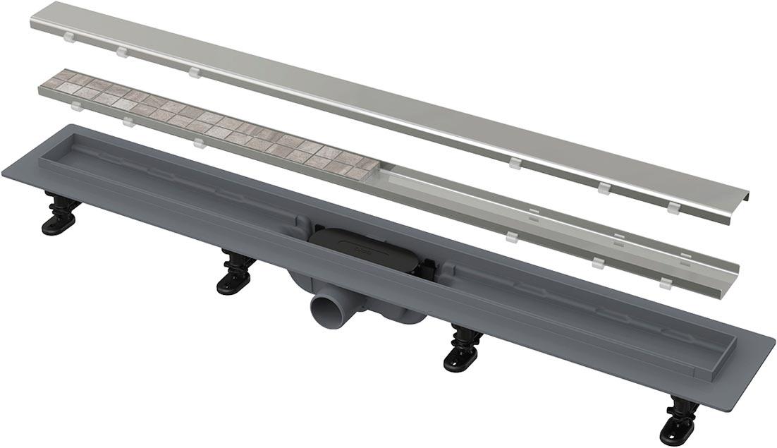 Водоотводящий желоб 650 мм, с двухсторонней решеткой под плитку, комбинированный гидрозатвор ZZ