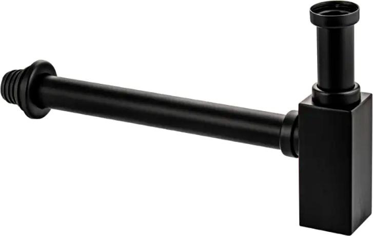 Сифон для раковины 1*1/4, без донного клапана, квадратный, цв. черный ZZ