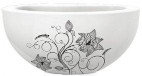 Раковина  Art Flora 480*480*225, с декором, черно/белая XX