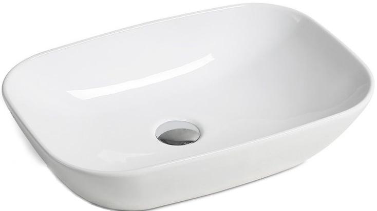 Раковина накладная на столешницу 51x34x13.5 см, БЕЗ донного клапана, БЕЗ отверстия под смеситель, белая ZZ