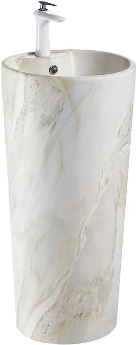 Раковина круглая напольная 41*41*h85 см, цв.светлый мрамор ZZ