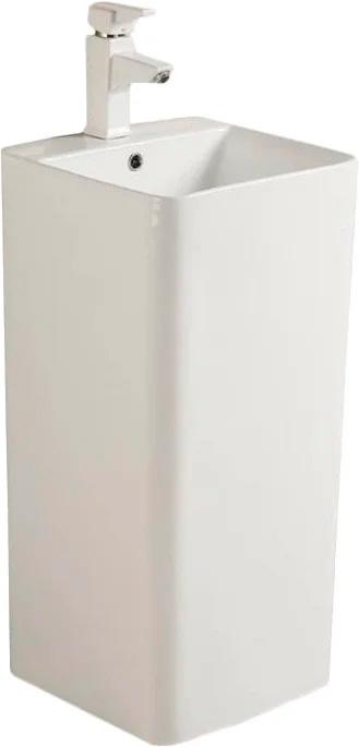 Раковина прямоугольная напольная 42x41х84 см, слив-перелив в комплекте, цв. белый ZZ